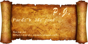 Parák József névjegykártya